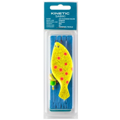 Kinetic Inline Jay Flunder-Vorfach Meeres Vorfach 90g - Yellow/Orange Dots