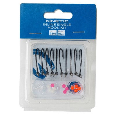 Kinetic Inline Single Hook Kit, #3/0 - Black/Nickel - 10 Stück