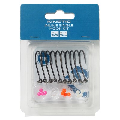 Kinetic Inline Single Hook Kit, #5/0 - Black/Nickel - 10 Stück