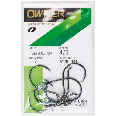 Owner SSW Circle Hook (5178-141) 4/0 black chrome- Gr.4/0 - 7Stück