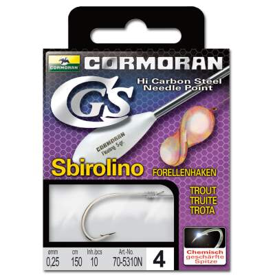 Cormoran Gebundene Haken CGS Sbirolino 5310N 6, 150cm - Gr.6 - 0,22mm - 10Stück