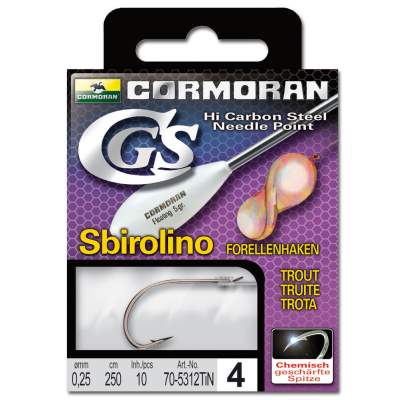 Cormoran Gebundene Haken CGS Sbirolino 5312TIN 10, 250cm - Gr.10 - 0,18mm - 10Stück