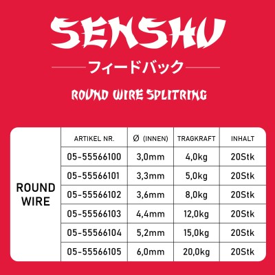 Senshu Splitring Stainless Steel Sprengring Round - 4,4mm - 12kg - 20Stück