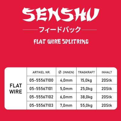 Senshu Splitring Stainless Steel Sprengring Flat - 6,0mm - 38kg - 20Stück