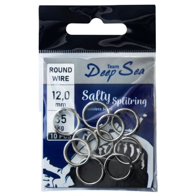 Team Deep Sea Salty Splitring Stainless Steel, Round - 12mm - 35kg - 10Stück