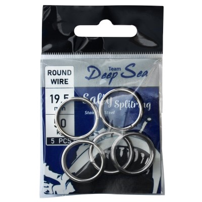 Team Deep Sea Salty Splitring Stainless Steel, Round - 19,5mm - 50kg - 5Stück