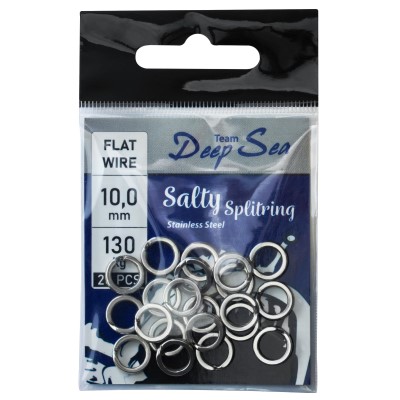 Team Deep Sea Salty Splitring Stainless Steel, Flat - 10mm - 130kg - 20Stück