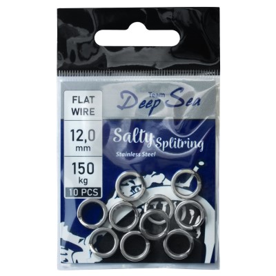 Team Deep Sea Salty Splitring Stainless Steel Sprengring Flat - 12mm - 150kg - 10Stück