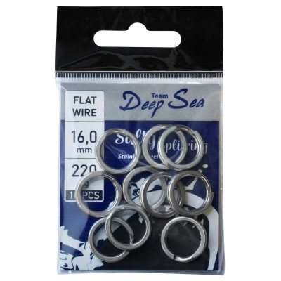 Team Deep Sea Salty Splitring Stainless Steel, Flat - 16mm - 220kg - 10Stück