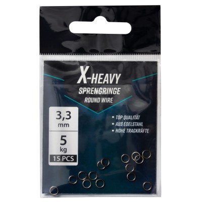 X-Heavy Sprengring Edelstahl Spaltring Rund - 3,3mm - 5kg - 15Stück