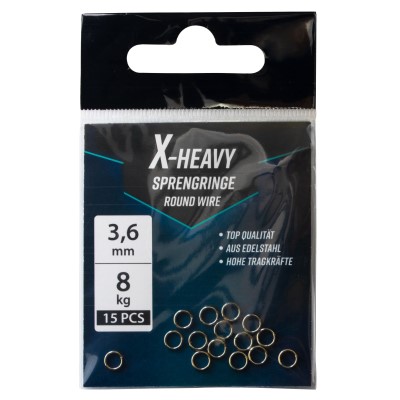 X-Heavy Sprengring Edelstahl Spaltring Rund - 3,6mm - 8kg - 15Stück