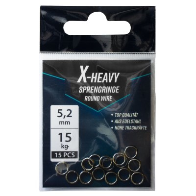 X-Heavy Sprengring Edelstahl, Rund - 5,2mm - 15kg - 15Stück