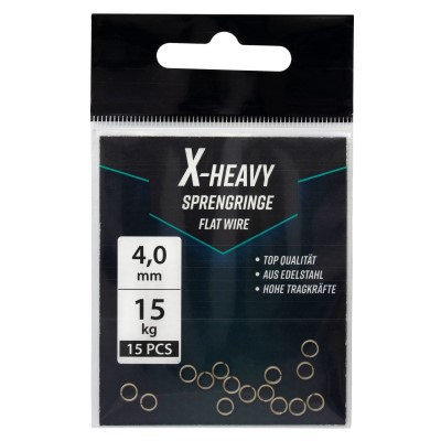 X-Heavy Sprengring Edelstahl Spaltring Flach - 4mm - 15kg - 15Stück