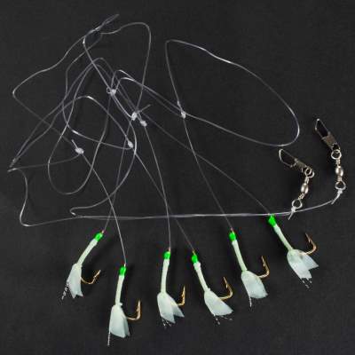 Lineaeffe Sabiki Green Skin Heringsvorfach mit Tinsel und Goldhaken Gr.6 245cm - 0,40mm - Gr. 6