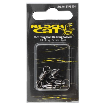 Black Cat X-Strong Ball Bearing Swivel Wirbel Gr. 4 - 97kg - 22mm - black nickel - 4Stück