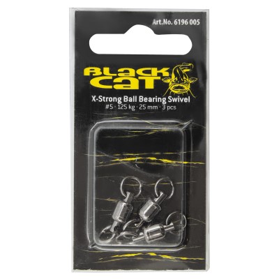 Black Cat X-Strong Ball Bearing Swivel, Gr. 5 - 125kg - 25mm - black nickel - 3Stück