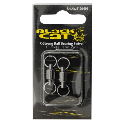 Black Cat X-Strong Ball Bearing Swivel, Gr. 6 - 187kg - 30mm - black nickel - 2Stück