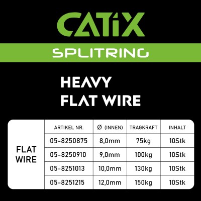Catix Heavy Flat Wire Splitring Sprengring Round - 8mm - 75kg - 10Stück
