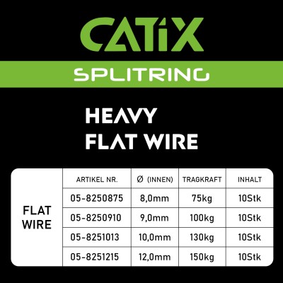 Catix Heavy Flat Wire Splitring, Round - 10mm - 130kg - 10Stück