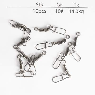 Angel Domäne Doppel Spinner Wirbel mit Snap Gr. 10 14Kg 10 Stück Gr.10 - TK14kg - 10Stück