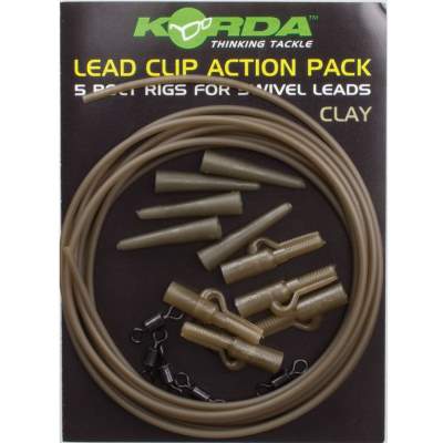 Korda Lead Clip Action Pack 16 teilig Clay lehmbraun - 1Stück