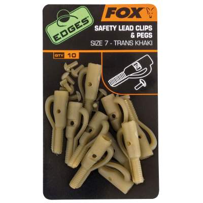 Fox Edges Safety Lead Clip + Pegs Trans Khaki Gr.7