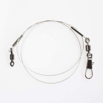 Angel Domäne Extra starkes 7x7 Stahlvorfach mit Wirbeln und Karabiner 35cm 15kg 35cm - silber - TK15kg - 2Stück