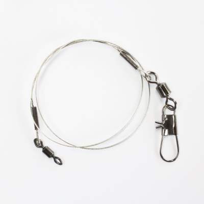Angel Domäne Extra starkes 7x7 Stahlvorfach mit Wirbeln und Karabiner 35cm 22kg 35cm - silber - TK22kg - 2Stück