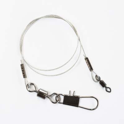 Angel Domäne Extra starkes 7x7 Stahlvorfach mit Wirbeln und Karabiner 35cm 28kg 35cm - silber - TK28kg - 2Stück