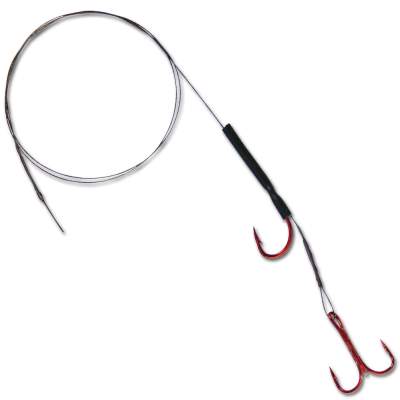 Roy Fishers I-Factor Stahlseide Stahlvorfach 18Kg mit Einzelhaken Gr. 2/0 und Drilling Gr. 1/0 50cm - TK18kg - 1Stück