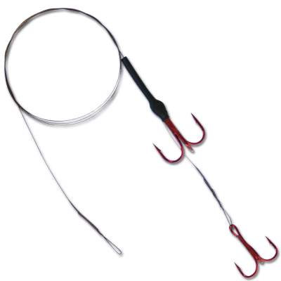 Roy Fishers I-Factor Stahlseide Stahlvorfach 18Kg mit zwei Drillingen Gr. 2/0 + 1/0 70cm - TK18kg - 1Stück