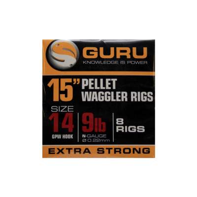 Guru Ready Rigs 15" Pellet Waggler mit Bait Band Gr. 14 - 38cm - 8 Stück