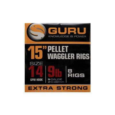 Guru Ready Rigs 15 Pellet Waggler mit Bait Band Gr. 14 - 38cm - 8 Stück