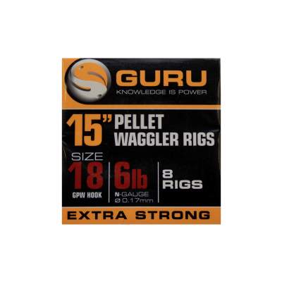 Guru Ready Rigs 15" Pellet Waggler mit Bait Band Gr. 18 - 38cm - 8 Stück