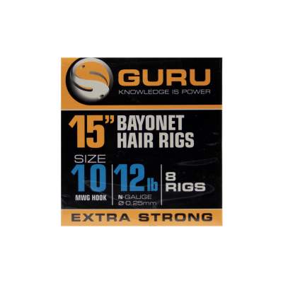 Guru Ready Rigs 15" Bayonet Hair Rigs Gr. 10 - 38cm - 8 Stück
