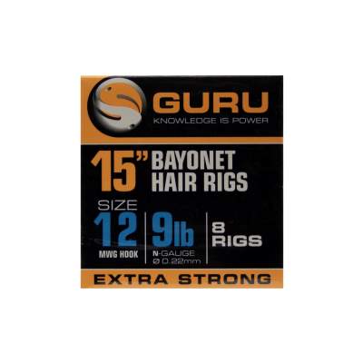 Guru Ready Rigs 15 Bayonet Hair Rigs Gr. 12 - 38cm - 8 Stück