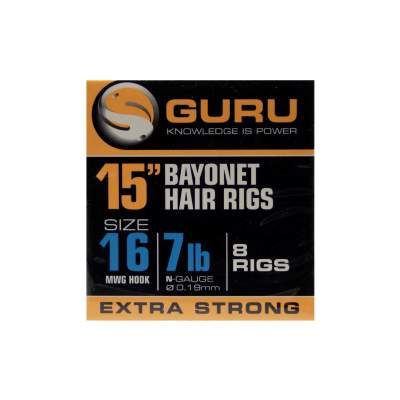 Guru Ready Rigs 15 Bayonet Hair Rigs Gr. 16 - 38cm - 8 Stück