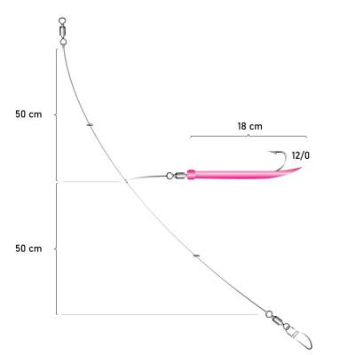 Team Deep Sea Pro Makk Meeresvorfach 12/0 Hot Pink, 100m - Gr.12/0 - hot pink- 1System