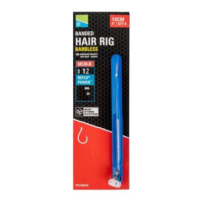 Preston Mcm-B Banded Hair Rigs 10cm - 8Stück - Gr. 12 - 0,19mm