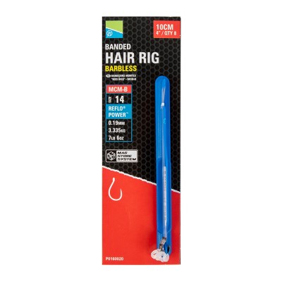 Preston Mcm-B Banded Hair Rigs 10cm - 8 Stück - Gr. 14 - 0,19mm