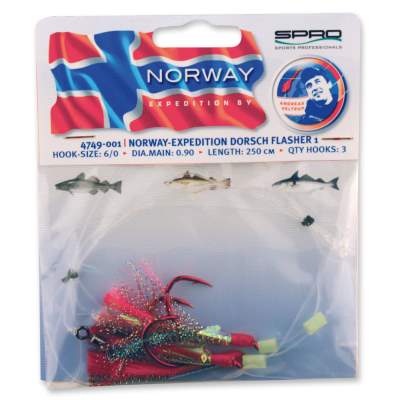Spro Norway Expedition Norway Expedition Dorsch Flasher 1 Rig - Meeresvorfach 250cm - Gr.6/0 - 0,9mm - 1Stück