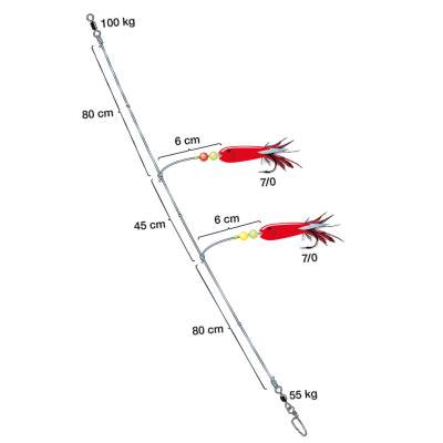 Spro Norway Expedition Norway Expedition Dorsch Flasher 2 Rig, 205cm - Gr.7/0 - 0,9mm - 1Stück