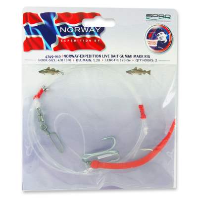 Spro Norway Expedition Norway Expedition Live Bait/ Gummi Makk Rig Meeresvorfach 170cm - Gr.4/0 - 1,2mm - 1Stück