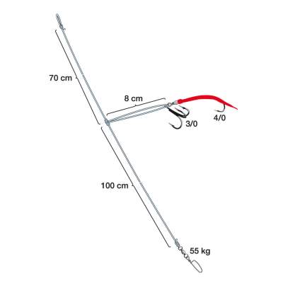 Spro Norway Expedition Norway Expedition Live Bait/ Gummi Makk Rig Meeresvorfach 170cm - Gr.4/0 - 1,2mm - 1Stück