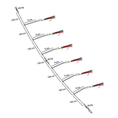 Spro Norway Expedition Rotbarsch Rig 3 Tinsel, 950cm - Gr.7/0 - 1mm - 1Stück