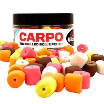 Fjuka Carpos: the Fluoro Drilled Pellet - Hakenköder Mixed Colours - 7mm