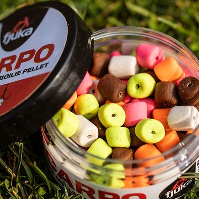Fjuka Carpos: the Fluoro Drilled Pellet - Hakenköder Mixed Colours - 7mm