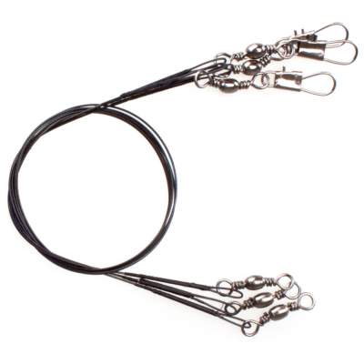 Angel Domäne 1x7 Stahlvorfach mit Wirbeln und Karabiner 35cm 5Kg 35cm - schwarz - TK5kg - 3Stück