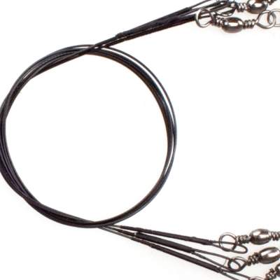 Angel Domäne 1x7 Stahlvorfach mit Wirbeln und Karabiner 35cm 5Kg 35cm - schwarz - TK5kg - 3Stück