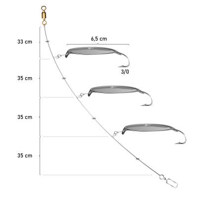 Team Deep Sea Dorschlöffel Giant Triple, 145cm - Silber - Gr.3/0 - 1 System